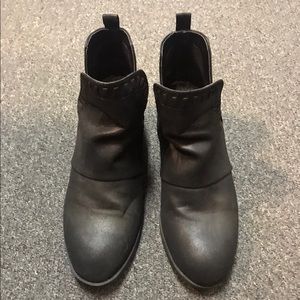 Black low heel booties